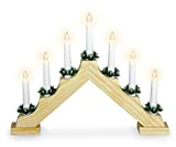 Candelabro in legno, con 7 candele a LED e timer, da 39,5 x 31 cm, a batteria, decorazione per finestre, ...