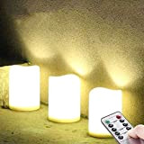 Candele impermeabili da esterno a LED da 3 pezzi, candela in plastica alimentata a batteria con telecomando / funzione timer ...