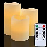 Candele LED a batteria senza fiamma: luci pilastro di cera reale con controllo remoto ed oscillazioni per decorazione di Natale, ...