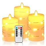 Candele LED di Da by, con luci a corda incorporate, candele LED in 3 pezzi, con telecomando a 10 tasti, ...