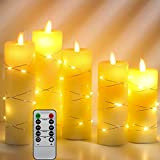 Candele LED di Da by, con luci a corda incorporate, candele LED in 5 pezzi, con telecomando a 10 tasti, ...