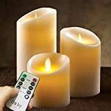 Candele LED di Da by, set Fiamma LED lampeggiante in 3 pezzi (10 cm, 12,8 cm, 15,2 cm), candele senza ...