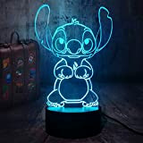 Cartoon Cute Stitch Lampada 3D LED Night Light 7 Cambia colore Lampada da tavolo per il sonno del bambino Decorazioni ...