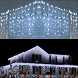 Cascata Luci Esterno, BrizLabs 360 LED 13.8M Luci di Natale Bianco Freddo Luci Stringa Impermeabile 8 Modalità Lucine Decorative per ...