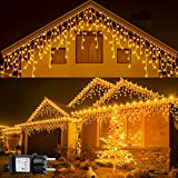 Catena luminosa di pioggia all'aperto 15M 600 LED catena luminosa di Natale impermeabile 8 modalità di memoria Plug in luci ...