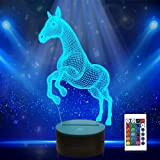 Cavallo Regali per Ragazze, 3D LED Illusione Lampada 16 Colori Cambiare Touch & Telecomando Cool USB Luce Notturna per Bambini ...