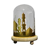 Chen0-super Luce Notturna della Moschea del Ramadan, Lampada Mubarak Ramadan Eid con Ombra in Vetro e Base in Legno, Decorazioni ...