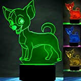Chihuahua 3D Cane Volpe LED Illusione Ottica Lampade Luce Notturna 7 Colori Touch Art Scultura Luci con Cavi USB Camera ...