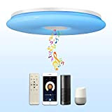 CHYSONGOODS 45W 40cm Plafoniera LED Soffitto Alexa Google Home Compatibile Con Altoparlante Bluetooth Musica Lampada Dimmerabile Cambia Colore Per Stanzetta ...