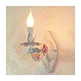 Classico E14 Lampada da Parete Fiorentino Stile Applique da Parete Ceramico Rosa Fiori Lampada da Muro Moderno Luce da muro ...