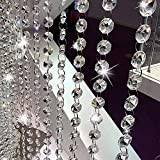 Collana di perle di cristallo 100 cm Lampadario di cristallo ottagonale trasparente K9 Cristallo No acrilico No plastica