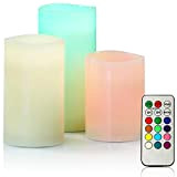 COM-FOUR® 3x candele LED in diverse dimensioni - candele LED con funzione timer - candele in vera cera con telecomando ...