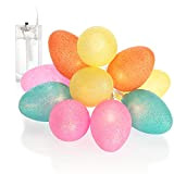 com-four® Luci di fata a LED con uova glitterate - Luci di fata con 10 LED - Decorazioni colorate per ...