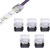 Connettore LED per strisce LED RGBW-RGBWW-5050 non impermeabili, 5 pin, 12 mm, collegamento rapido Strip-to-Wire, senza strisce, 5 pezzi
