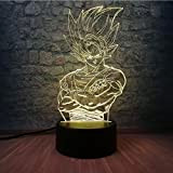 Cool Saiyan Night Light Dragon Ball Lampada Goku Acrilic lamp 7 colori cambio cartoon 3D LED bulb USB touch remote ...