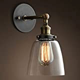 Cozyle Vintage industriale Rame Vetro paralume della lampada da parete Bowl Forma Ambra