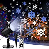 CREASHINE Proiettore Luci Natale, Proiettore a LED Natale Fiocco di Neve Blu e Bianca, Proiettore Esterno Impermeabile Con RF Telecomando, ...