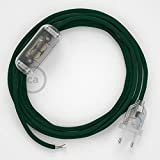 creative cables Cablaggio per Lampada, Cavo RM21 Effetto Seta Verde Scuro 1,80 m. Scegli Il Colore dell'interuttore e della Spina. ...