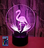Creativo 3D Fenicottero Luce Della Notte LED Lampada 7/16 Cambiamento di Colore Lampada da Tavolo USB Alimentato Telecomando Giocattoli per ...
