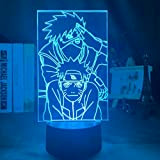 Creativo Naruto Character Modeling Naruto Kakashi Night Light LED Light Multi-Color 3D Visual Light Decorazione creativa Piccola lampada da tavolo ...