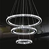 cristallo luce di soffitto, lampada a sospensione TOPMAX LED 30 * 50 * 70cm 3 anelli di cristallo cromo freddo ...