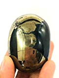 crystalmiracle Naturale d'oro pirite ovale palma pietra pietra preziosa lucida oro cristallo guarigione regalo meditazione psichica energia benessere artigianale
