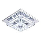 CXGLEAMING Plafoniera moderna in cristallo, lampadario in cristallo a 2 quadrate Lampada da soffitto LED bianca fredda da incasso per ...
