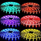 D-Rings Striscia LED RGB, striscia LED cambiacolore, nastro LED con telecomando a infrarossi, 5/10 m, 300/600 LED, per casa, cucina, ...