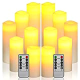 Da by LED Candele senza fiamma a batteria, set di 12 candele a pilastro in vera cera con timer remoto ...