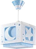 Dalber 63232T Lampadario"Luna", per bambini, Colore Blu, lampadina a incandescenza, plastica