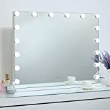Dayu Hollywood HD Specchio da trucco con 16 luci LED, 3 colori, dimmerabile, con controllo Smart Touch e USB, bianco