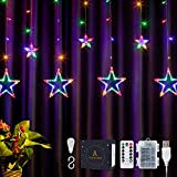 DazSpirit 12 stelle Luci LED per tende a stella 3,5 m 138LED, con telecomando e 20 ganci, confezione regalo, 8 ...
