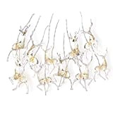 DecoKing Reindeer - Catena di 10 luci a LED a forma di cervo, bianco caldo, statica, a batteria, decorazione da ...