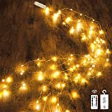 Dekofun Stringa Luci LED Batteria 2m 200 LED, 8 Modalità Luci Albero a Cascata con Telecomando, Timer, Impermeabile Luci Natale ...