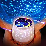 Delaveek Lampada Proiettore Cielo Stellato, 360° Rotazione Proiettore Stelle Bambini, Luce Notturna con 6 Colori, Alimentato USB/batterie, Adatto per Compleanni, ...