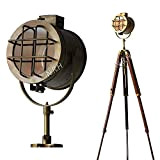 Designer Spotlight Lampada da Terra Industriale Legno Treppiede lampada Hollywood Studio Retro Searchlight