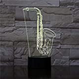 DGTJSISHIJIU Lampada da Scrivania Saxphone Lampada da Notte A LED 3D Strumento Musicale Sax Lampada da Tavolo Industriale Antica Ristorante ...