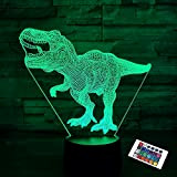 Dinosaur Gifts, T Rex 3D Night Light 16 colores cambiantes de luces nocturnas para niños con control remoto, T Rex ...