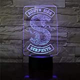 Distintivi Di Luce Notturna 3D Logo Riverdale Snake Luce Di Notte A Led 3D Serpenti Southside Decor Sign Cose Riverdale ...