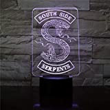 Distintivi di luci notturne a LED 3D Riverdale Snake Logo Southside Serpents Decor Sign Cose Riverdale Accessori Lampada da tavolo ...