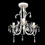 Donin - Lampada per casa e giardino, con lampadario in cristallo bianco, numero di portalampade: 3 metallo