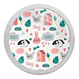 Doodle Lovely Dogs - Manopole per cassetti e pomelli da 37 cm, per cucina, con sensore fluorescente verde