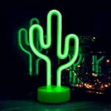 EAAERR - Insegna al neon con cactus con base, con USB/batteria al neon per decorazione camera da letto, sala giochi, ...