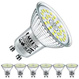 EACLL Lampadine LED GU10 Bianco Freddo 6W Equivalenti a 100W Lampada Alogena, Pacco da 6, senza Sfarfallio 120 ° Faretti, ...