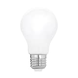 EGLO E27 LED dimmerabile, lampadina opalina, 7,5 Watt (equivalente a 60 Watt), 806 lumen, luce bianco caldo, 2700k, lampadina A60, ...