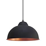 EGLO Lampada a sospensione Truro 2, lampada da parete in design industrial vintage, retrò e industrial, acciaio nero, rame, E27