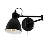 Eglo Lampada da parete San Peri, lampada da soggiorno vintage e industriale, illuminazione da parete per interni in metallo nero, ...