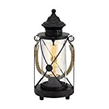 EGLO lampada da tavolo Bradford, lampada da tavolo vintage a uno punto luce, lanterna, lampada da comodino in acciaio, nero, ...
