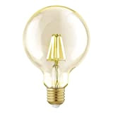 EGLO Lampada Led E27, lampadina vintage ambra, globo per illuminazione retrò, quattro watt (equivalenti a 30 watt), 330 lumen, Led ...