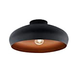 EGLO plafoniera Mogano, plafoniera uno punto luce, industriale, vintage, in acciaio, lampada soggiorno in nero, rame, lampada cucina, plafoniera ingresso ...